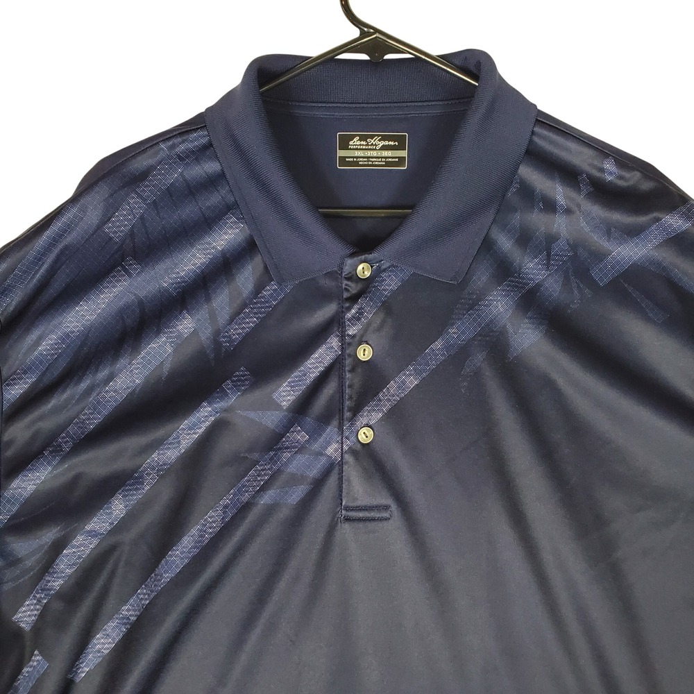 Ben Hogan Performance Mens 3XL Navy Blue Graphic Golf Polo Shirt Short Sleeve